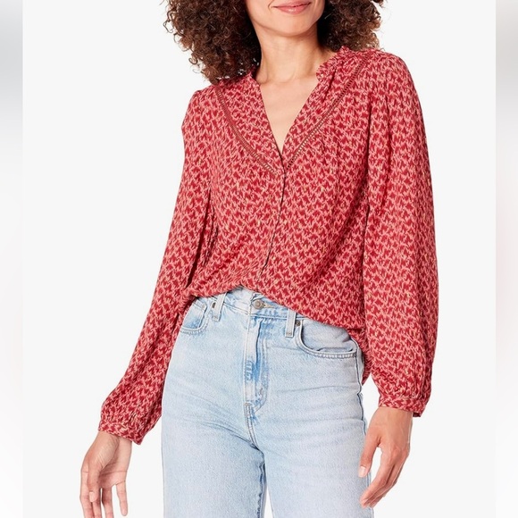 PAIGE Tops - PAIGE Women's Doris Three Quarter Button Front V-Neckline in Papaya Size Small